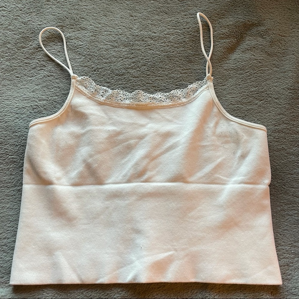 Tillys white lace crop tank top